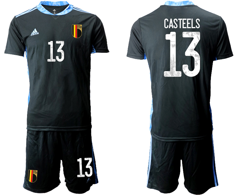 Men 2021 European Cup Belgium black goalkeeper #13 Soccer Jersey->belgium jersey->Soccer Country Jersey
